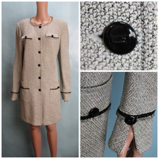 St John Collection Off White Jacket XL 14 16 Duster Coat Trim Multicolor Pockets picture