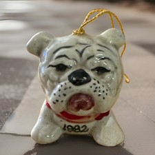 Vintage University Of Georgia Hand Painted Ceramic Bulldog Dawgs UGA Mini 1982 picture