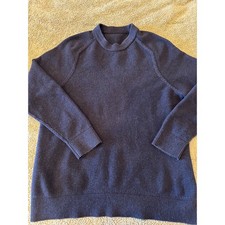 NWOT Lululemon Textured Woven Knit Classic Fit Crewneck Sweater Navy Blue Medium picture