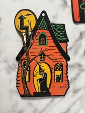 Vtg 1930-40's Beistle Die Cut Halloween Haunted House Decoration Co USA Original picture