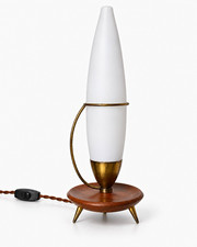 Vintage Mid-Century Modern Space Age Philips “Rocket Lamp” - Teak/Brass picture
