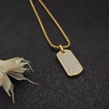 David Yurman 18k Yellow Gold Streamline Tag Diamond Pendan Necklace picture