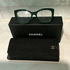 CHANEL Women’s Cat Eye Green Acetate Eyeglasses Frame 54-17-140 picture