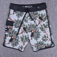 RVCA Eastern Trunk 20” Board Shorts Mens 28 White Floral Swim Cargo Trunks NEW picture