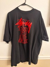 Stussy 2XL VTG men's T-shirt vintage rare 90's EUC RARE HIGH GLOSS black & Red picture