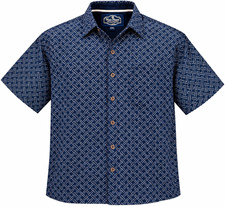 Nat Nast Luxury Originals Men’s XXL Navy Geometric Silk Cotton Button Up Shirt picture