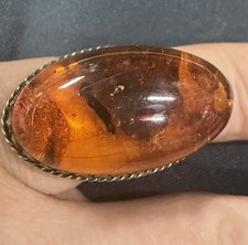 Vintage Natural Authentic Baltic Amber Large Ring - In Putter  Russian Ussr picture