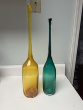 Nouvel Studios Signed Hand Blown Art Glass Green And Yellow Sculptures picture