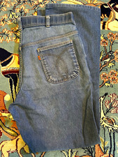 70s True Vintage Orange Tab Levi’s Action Blue Denim Flared Jeans, 34x32 picture