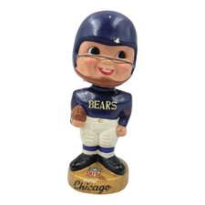 Vintage 1960’s Gold Base Chicago Bears Football Nodder Bobble Head 7.25 inches picture