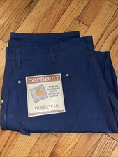 Vtg Carhartt Pants Mens 44x34  Navy WU1302 Dungaree Union Made In USA Deadstock picture