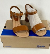 Clarks Desirae Rowan Leather Block Heel Sandal, Camel, Women’s 8W picture