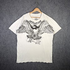 Vintage Affliction Shirt Mens XL White Y2K Grunge Tribal AOP Skate Bird Wings picture
