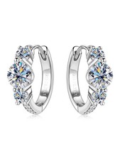 Aurvelle Moissanite Hoop Earrings 925 Sterling Silver Huggie Round Stones Women picture