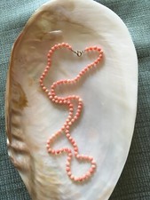  Natural Angel Skin Coral Round Beads Necklace with 14k gold clasp picture