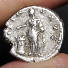 Empress Faustina Denarius Pietas 141AD Ancient Roman Empire Silver Coin Rome picture