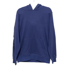 ROKIT Blue Solid Logo Fleece Pullover Hoodie Pockets Drawstring Men's Size M picture