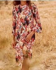 NWOT Anthropologie size XS Shara pleated midi dress patchwork bohemian picture