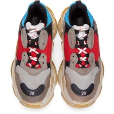 Balenciaga Triple S Sneakers Grey Red Blue Reissue Flat Platform 39 Women picture