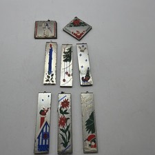 Vintage Dunlop Dunlap Mirrorette Christmas Ornaments Mirror Hand Painted 8 Pcs picture