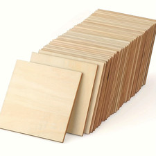 10pcs 4x4in Unfinished Wood Squares Blank Craft Boards DIY Sheets - NEW picture