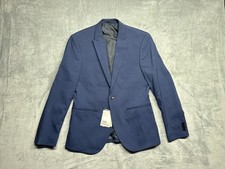 H&M Slim Fit Men’s Blue Suit Jacket 40R Twill Polyester Lined, single button picture