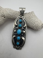 Navajo Artist Jeff James Turquoise And Sterling Silver Pendant  picture