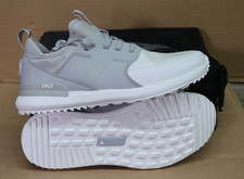 TRUE linkswear Lux G Premium Leather WP Golf Shoes Grey/White Men 9.5 Womens 11 picture