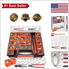 560PC Single Ear Hose Clamp Kit with Crimping Pliers 304 Stainless Steel for picture