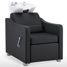 BarberPub Backwash Shampoo Station Chair, Ceramic Hair Wash Bowl for Salon 9364 picture