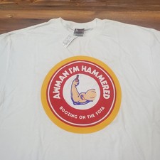 NWT Deadstock Vintage 90s Aw Man I'm Hammered Funny Parody T-Shirt White XL NEW picture