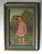 Antique N. D. ELTING  1899 Americana Folk Art Oil Painting on Panel picture