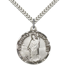 Sterling Silver Large Saint Patrick Medal Pendant 24