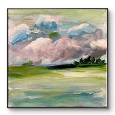 Mary Myers Original Abstract Expressionism 10x10 Cloudy Meadow Signed Fine Art picture