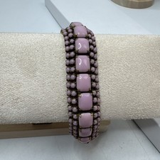 Vintage Signed Kramer Of New York Pink  Glass Stone  Bracelet picture