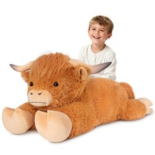 43 inch Giant Highland Cow Stuffed Animal, Lifelike Huge Cow Stuffed Animal f... picture
