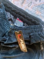 VTG FUBU The Collection Mens Velour Track Pants Size M Black Velvet Y2K picture