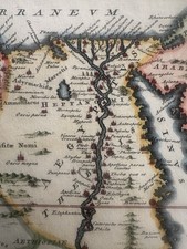 Ancient Egypt Nile river Libya  1747 Cellarius antique hand colored map picture