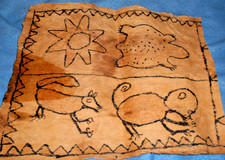 VINTAGE 1930s TAPAS CLOTH HANDMADE FROM TREE BARK SOLOMON ISLANDS 27 X 20 INCH picture