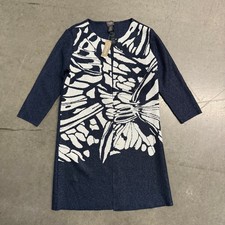 Chicos Travelers Collection Printed Crushed Jacket Navy White Size 0 XS S picture