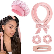 Heatless Curling Rod Set Overnight Curls No Heat Hair Curler Headband Satin Cap picture
