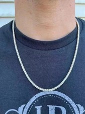 12Ct Round Cut Lab-Created Diamond Men's Tennis Necklace 14K White Gold Plated picture