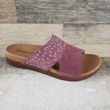 Spenco Dawn Ostrich Womens Slide Sandals Sz 8.5 B Suede Leather Slip On picture