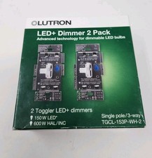 New Lutron TGCL-153P-WH-2 LED+ Dimmer 2 Pack Toggler Single Pol 3 Way  picture