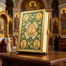 Gold Plated Orthodox Gospel Cover Apostle Icon Jesus Church Altar Religious Gift picture