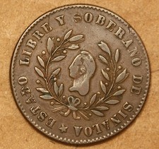 1862 - Mexico - First Republic - Culiacan - 1/4 Real - KM 363 picture
