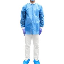 10-100 Count Disposable Lab Jackets Unisex Hip-Length Lab Coats 45gsm (XL) picture