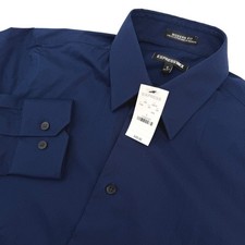 Express Shirt Mens Small Navy Blue 1MX Modern Fit Stretch Cotton Professional picture