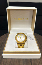 Versace V-Race Men’s Quartz Chronograph Gold SS Bracelet Watch w/ Box & Papers picture