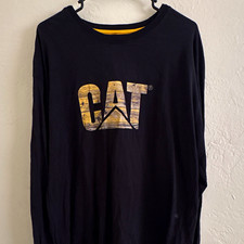 CAT Men's Graphic Logo Black XL Crew Neck Cotton Knit Long Sleeve Tee picture
